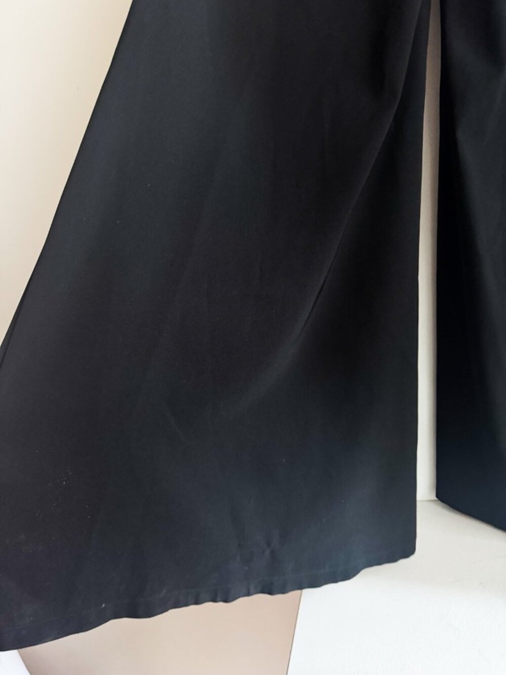 Vintage 90s BEBE Made in France Low Rise Palazzo Pants w Side Slits Black S - Picture 9 of 10